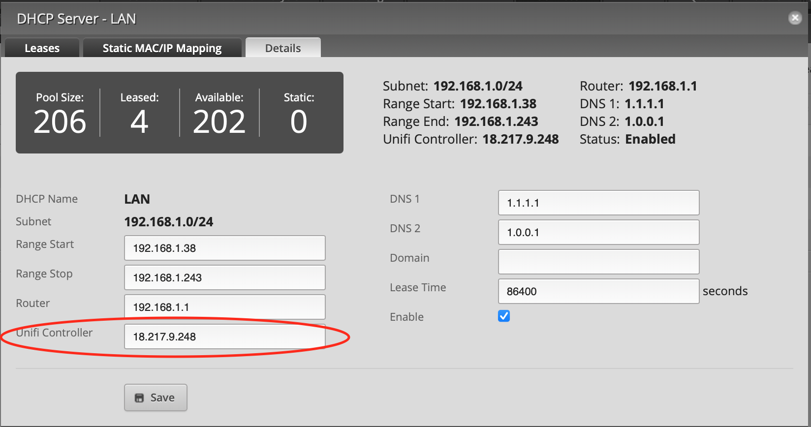 DHCP Option 43 for Unifi Controller